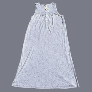 NWT Eileen West Sleeveless nightgown 100% Cotton Floral Pink White Medium